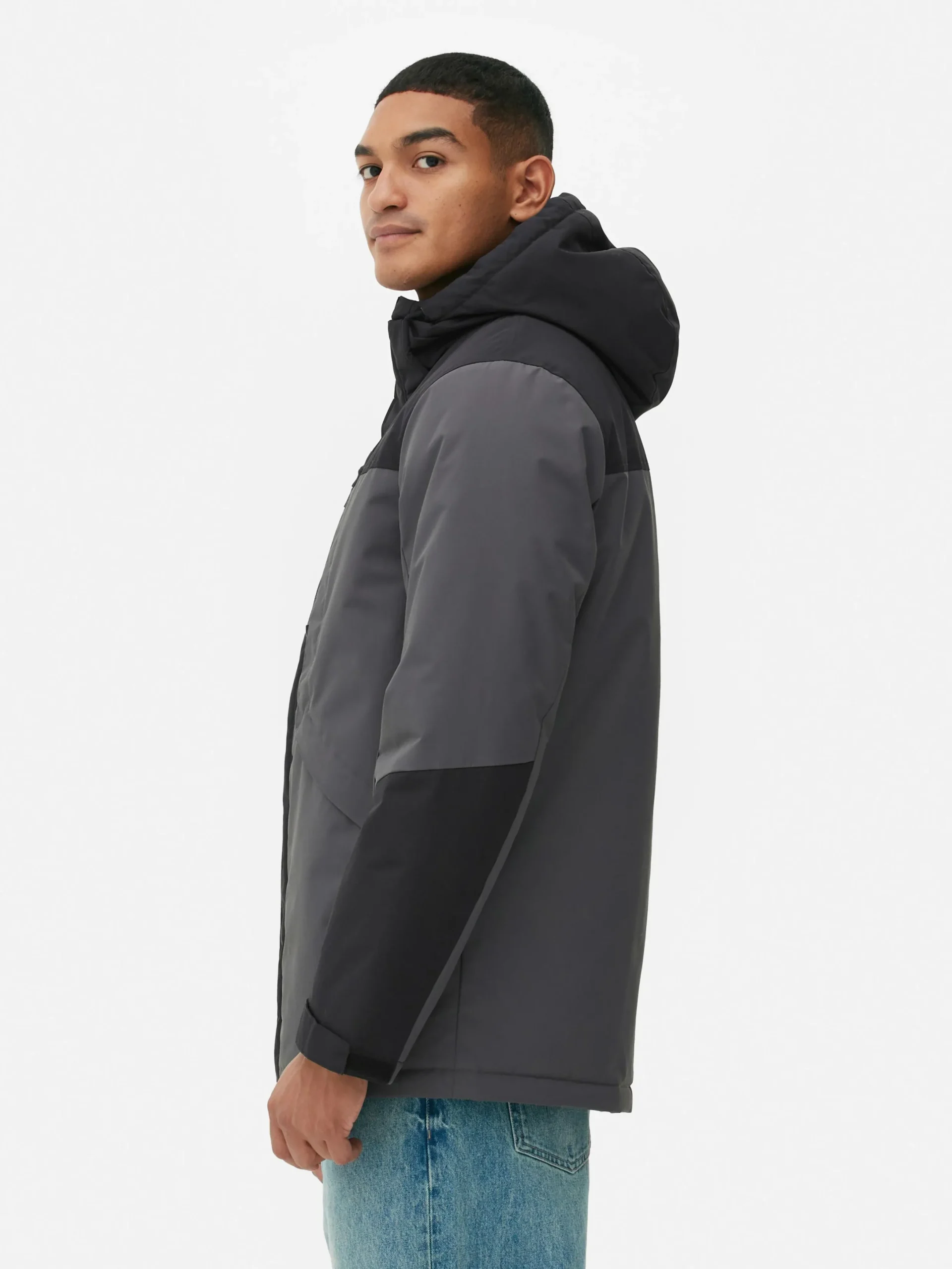 Manteaux Et Vestes|Primark Manteau Court Color Block Anthracite