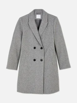 Manteaux Et Vestes|Primark Manteau Croisé En Sergé Gris