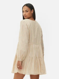 Robes|Primark Mini Robe à Smocks Nouée Sur Le Devant Crème