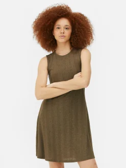 Robes|Primark Mini Robe Côtelée Sans Manches Kaki