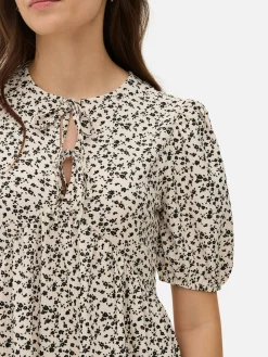 Robes|Primark Mini Robe Froncée à Smock Blanc/Noir