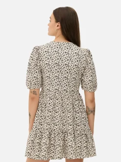 Robes|Primark Mini Robe Froncée à Smock Blanc/Noir