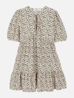 Robes|Primark Mini Robe Froncée à Smock Blanc/Noir