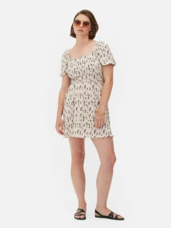 Robes|Primark Mini Robe Froncée En Plissé Écru