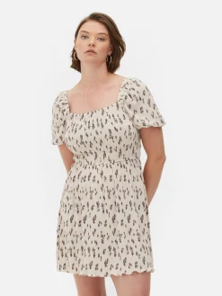 Robes|Primark Mini Robe Froncée En Plissé Écru