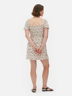 Robes|Primark Mini Robe Froncée En Plissé Écru