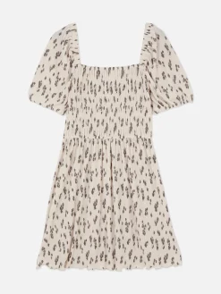 Robes|Primark Mini Robe Froncée En Plissé Écru
