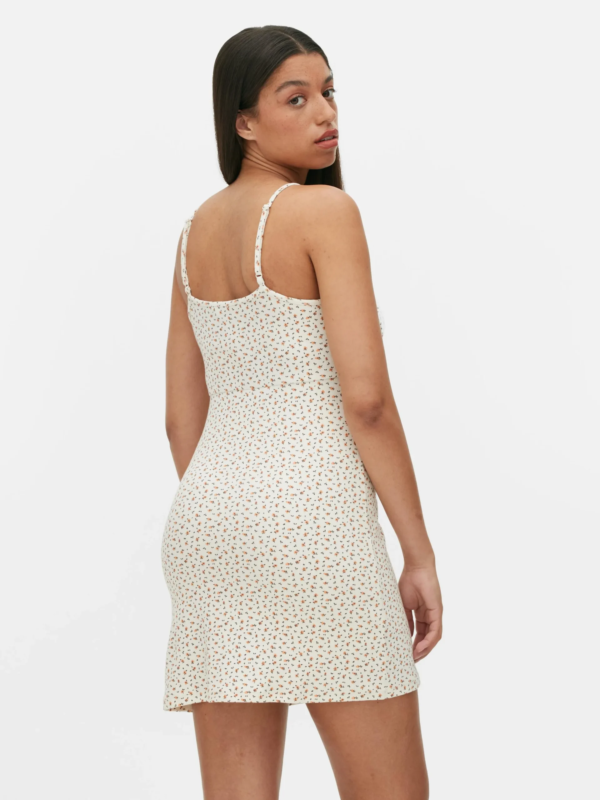 Robes|Primark Mini Robe Moulante à Bretelles Fines Pêche