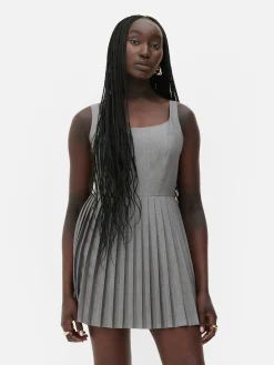 Robes|Primark Mini Robe Patineuse Plissée Rita Ora Gris