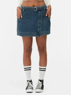 Jupes|Denim|Primark Mini-jupe Drapée En Denim Bleu moyen