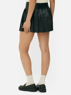 Jupes|Primark Mini-jupe Plissée En Simili Cuir Noir