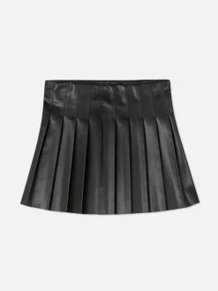 Jupes|Primark Mini-jupe Plissée En Simili Cuir Noir