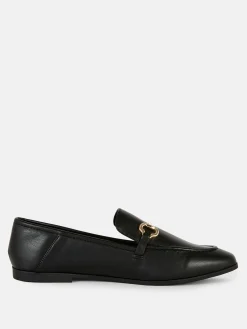 Ballerines|Primark Mocassins En Simili Cuir Avec Boucle Noir