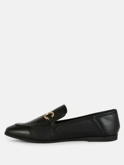 Ballerines|Primark Mocassins En Simili Cuir Avec Boucle Noir