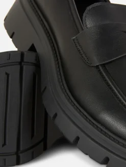 Ballerines|Primark Mocassins En Simili Cuir à Semelle épaisse Noir