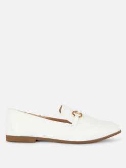 Ballerines|Primark Mocassins En Simili Cuir à Mors Blanc