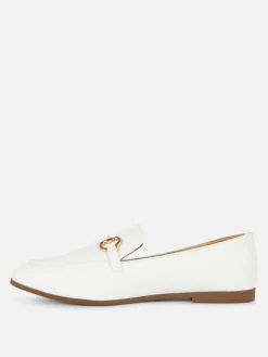Ballerines|Primark Mocassins En Simili Cuir à Mors Blanc