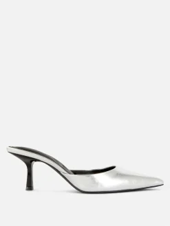 Vêtements Gothiques|Chaussures À Talons|Primark Mules à Talon Et Bout Pointu Argent