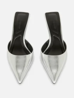 Vêtements Gothiques|Chaussures À Talons|Primark Mules à Talon Et Bout Pointu Argent