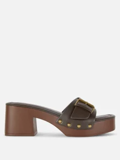 Chaussures À Talons|Primark Mules Sabots à Talons épais Rita Ora Chocolat