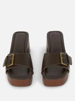 Chaussures À Talons|Primark Mules Sabots à Talons épais Rita Ora Chocolat