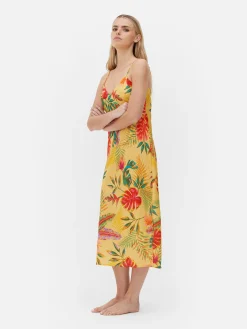 Combinaisons Et Caracos|Primark Nuisette En Satin à Imprimé Tropical Jaune