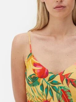Combinaisons Et Caracos|Primark Nuisette En Satin à Imprimé Tropical Jaune