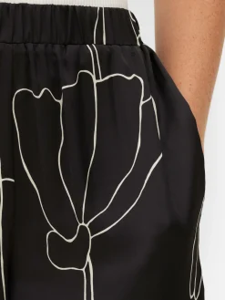 Pantalons Et Leggings|Primark Pantalon à Fleurs En Satin à Coordonner Noir/Blanc