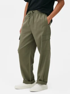 Pantalon|Primark Pantalon Cargo à Cordon De Serrage à La Taille Kaki