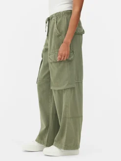 Denim|Jean|Primark Pantalon Cargo à Nouer à La Taille Kaki