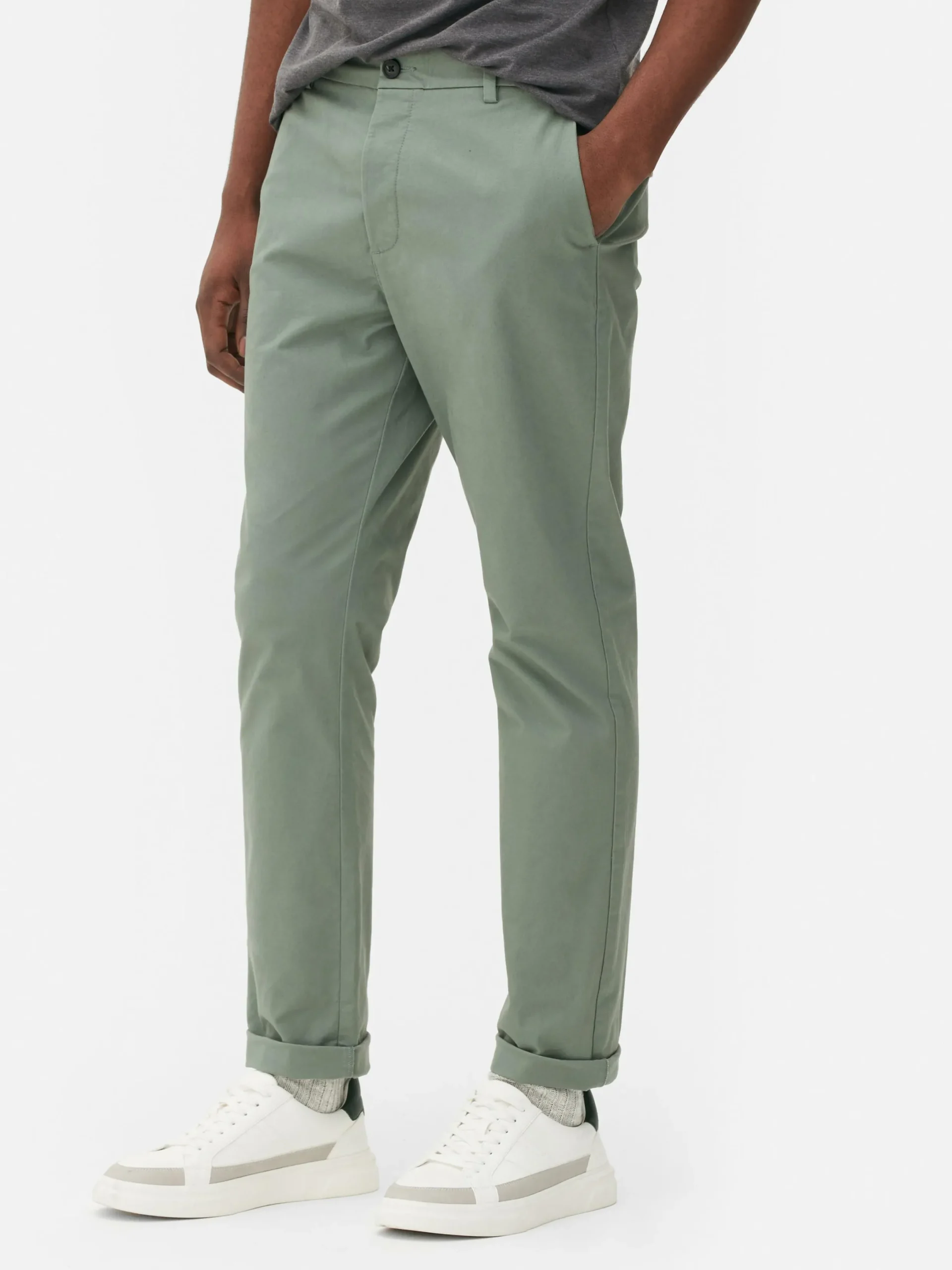 Pantalon|Primark Pantalon Chino Stretch Coupe Slim Vert clair