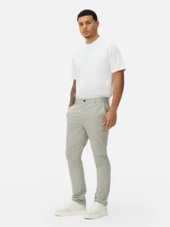 Pantalon|Primark Pantalon Chino Stretch Coupe Slim Gris clair