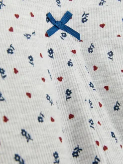 Bas De Pyjama|Primark Pantalon De Pyjama Large Côtelé à Petites Fleurs Gris