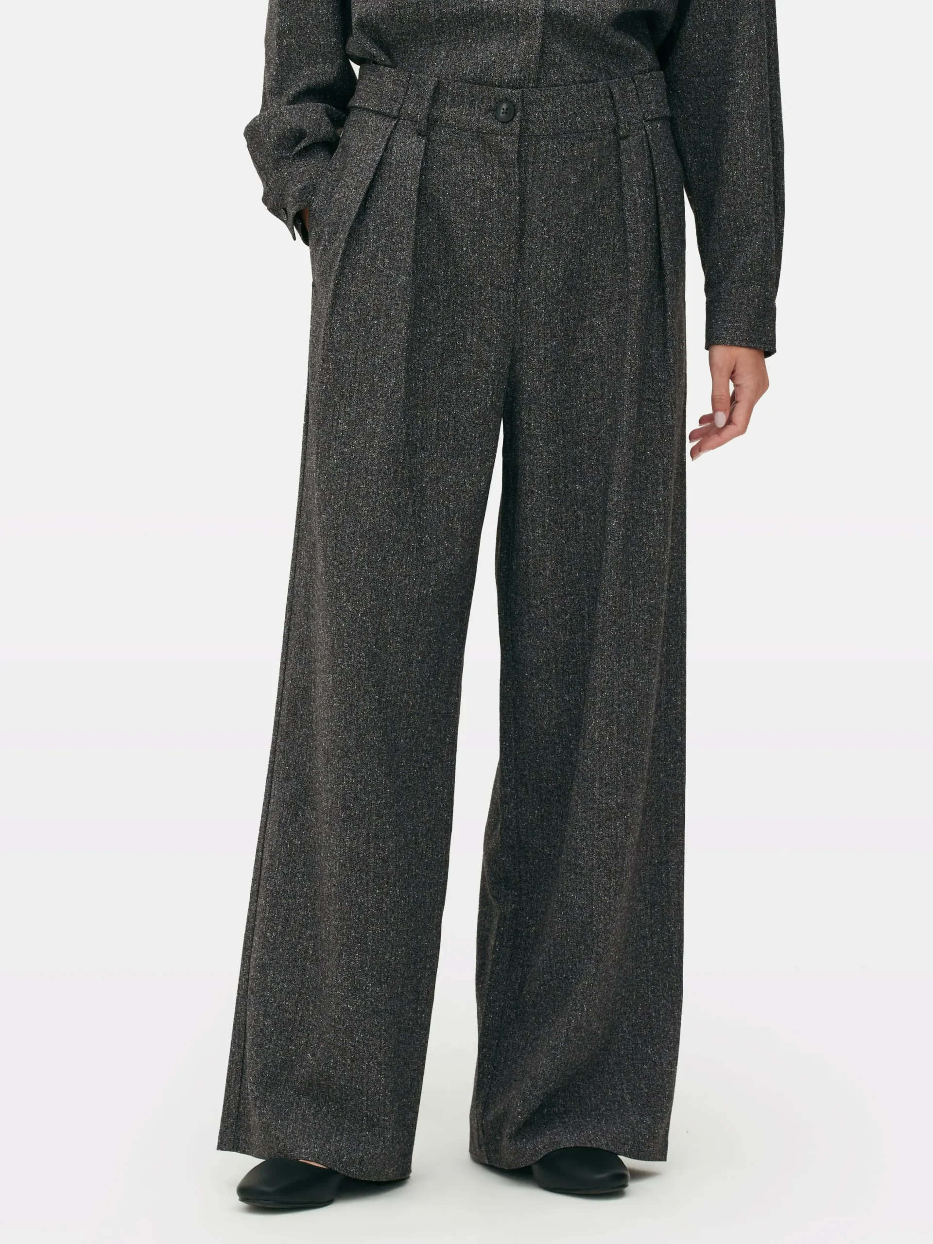 Pantalons Et Leggings|Primark Pantalon Large Moucheté à Coordonner The Edit Gris