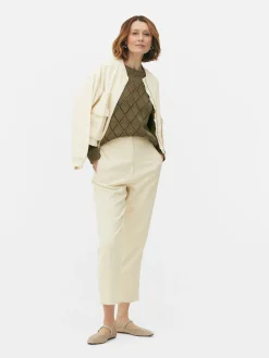 Pantalons Et Leggings|Primark Pantalon Taille Haute Surpiqué Écru