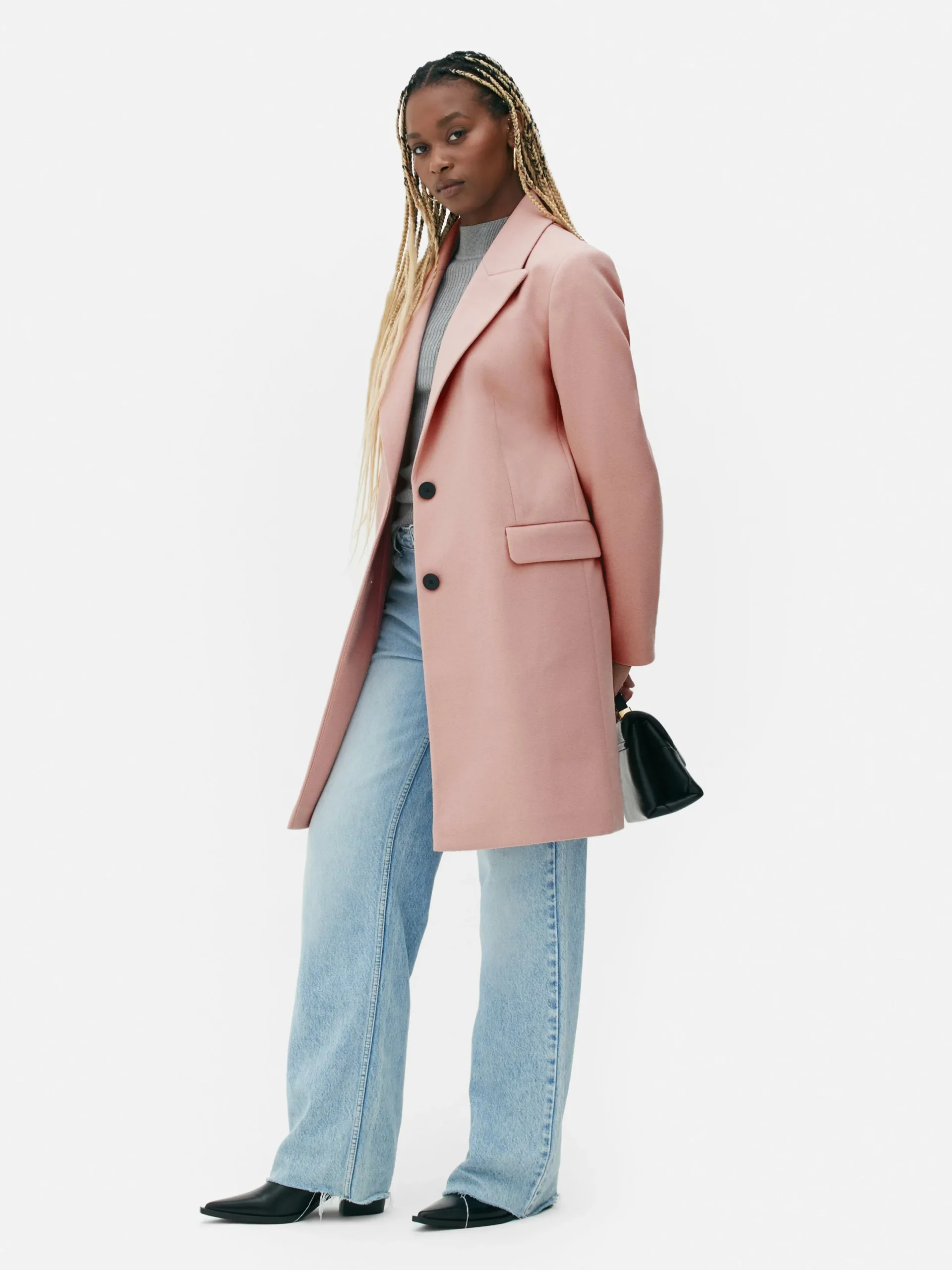 Manteaux Et Vestes|Primark Pardessus à Boutonnage Simple Rose poudré