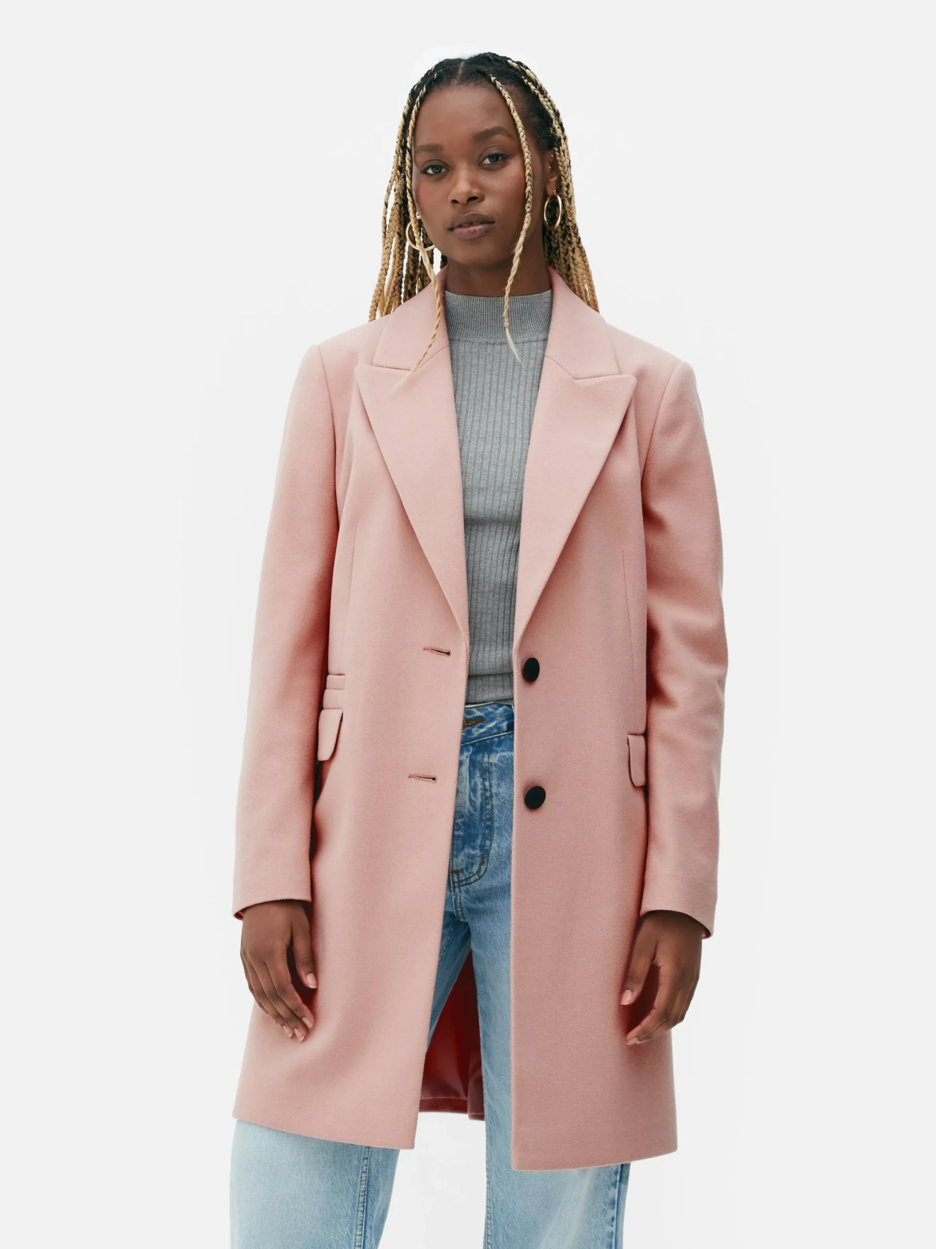 Manteaux Et Vestes|Primark Pardessus à Boutonnage Simple Rose poudré