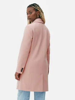 Manteaux Et Vestes|Primark Pardessus à Boutonnage Simple Rose poudré