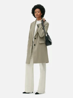 Manteaux Et Vestes|Primark Pardessus à Boutonnage Simple Kaki