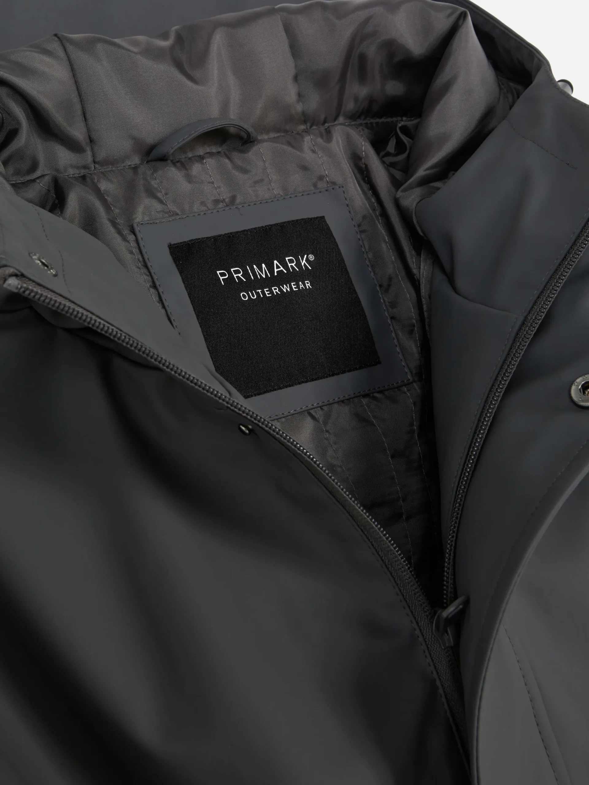 Manteaux Et Vestes|Primark Parka Caoutchoutée à Capuche Gris