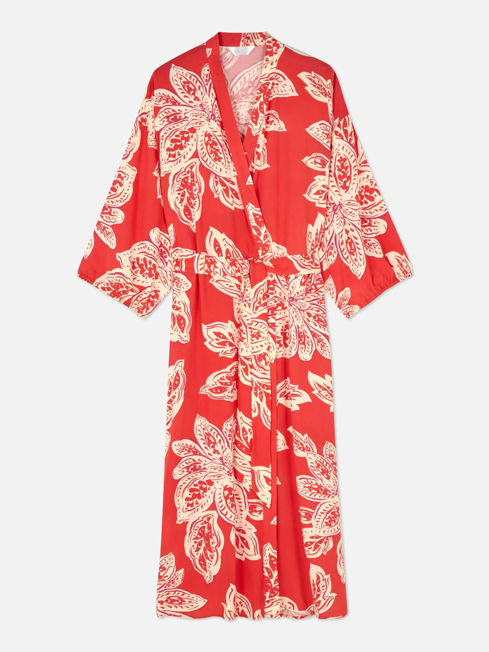 Peignoirs|Primark Peignoir Mi-long à Fleurs Abstraites Rouge