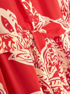 Peignoirs|Primark Peignoir Mi-long à Fleurs Abstraites Rouge