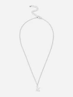 Bijoux|Primark Pendentif à Initiale Et Strass Blanc