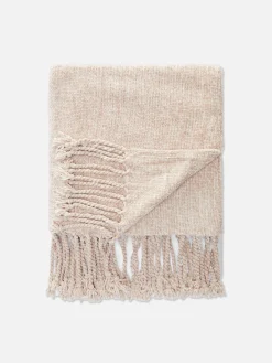 Couvertures Et Jetés De Lit|Primark Petite Couverture En Chenille à Pampilles Naturel