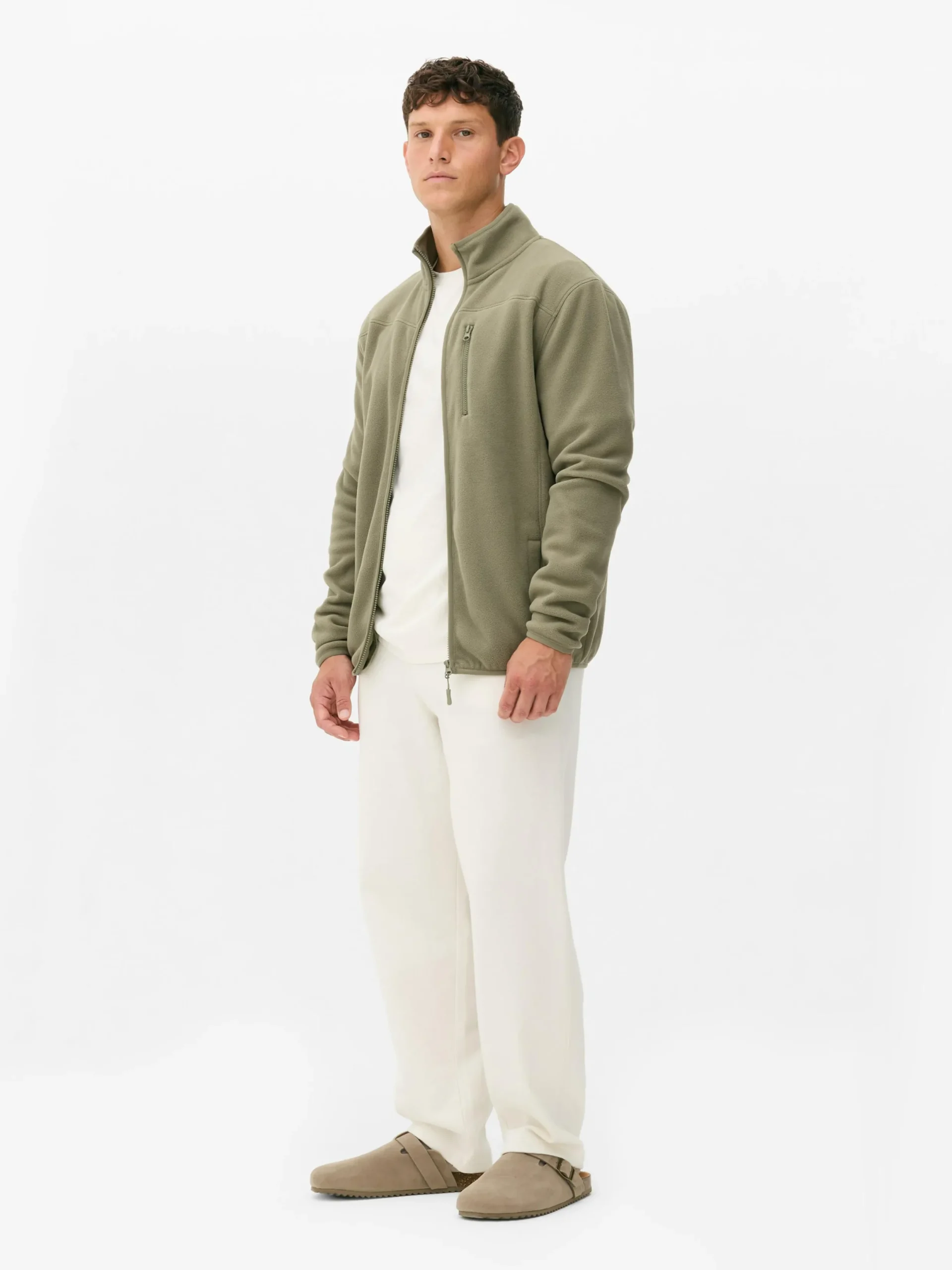 Manteaux Et Vestes|Primark Polaire Zippée à Col Cheminée Vert clair