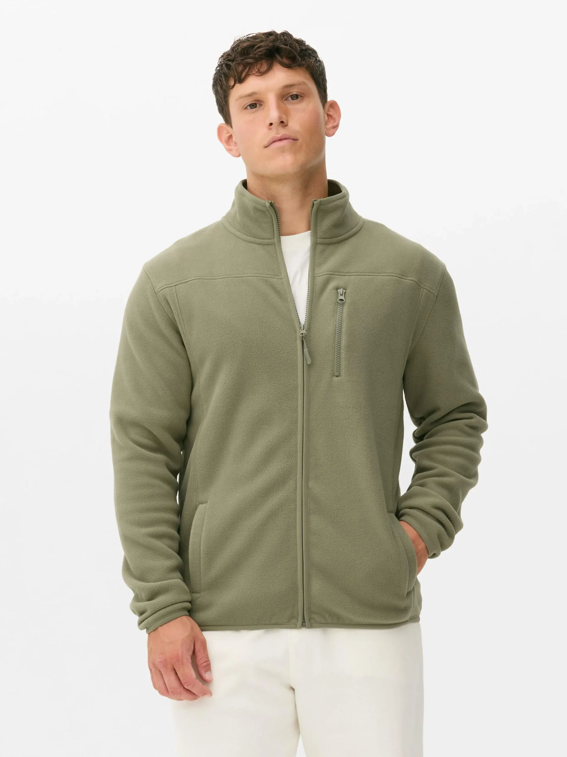 Manteaux Et Vestes|Primark Polaire Zippée à Col Cheminée Vert clair