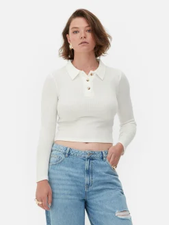Hauts Et T-Shirts|Primark Polo Côtelé à Manches Longues Rita Ora Ivoire