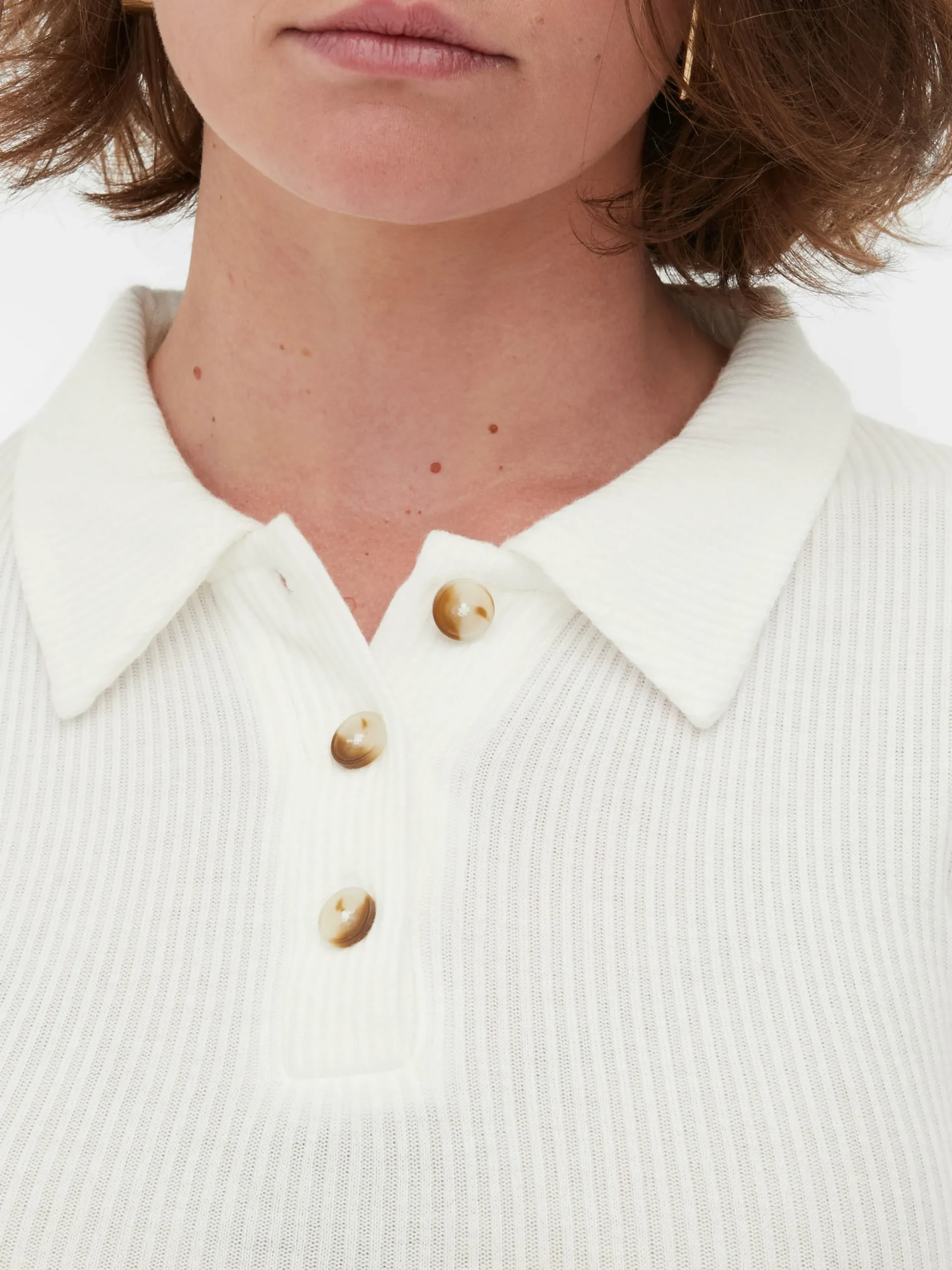 Hauts Et T-Shirts|Primark Polo Côtelé à Manches Longues Rita Ora Ivoire