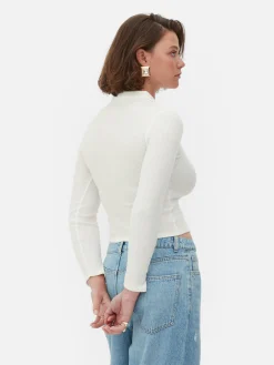 Hauts Et T-Shirts|Primark Polo Côtelé à Manches Longues Rita Ora Ivoire