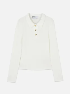 Hauts Et T-Shirts|Primark Polo Côtelé à Manches Longues Rita Ora Ivoire